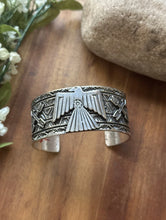 Load image into Gallery viewer, Tsosie White TO Sterling Silver Thunderbird Cuff Bracelet Navajo Gift