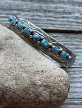 Load image into Gallery viewer, Vintage Pawn Navajo Sterling Silver Blue Turquoise Cuff Bracelet WB