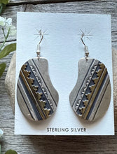 Load image into Gallery viewer, T and R Singer Native American Sterling Silver Gold Filled Earrings. 2.25 Inch