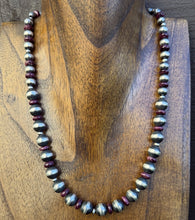 Load image into Gallery viewer, Southwestern Sterling Silver Purple Spiny Oyster Pearls Bead Necklace 20 inch