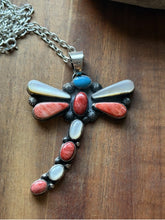 Load image into Gallery viewer, Navajo Sterling Silver Multi Stone Turquoise Spiny Oyster Dragonfly Pendant T
