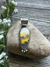 Load image into Gallery viewer, Native American Sterling Silver Yellow Bumblebee Jasper Pendant Tillie Jon Gift