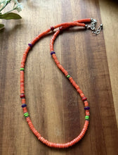 Load image into Gallery viewer, Sterling Silver Orange Bamboo Coral Multi Stone Bead Necklace. 18 Inch Gift