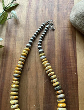 Load image into Gallery viewer, Sterling Silver Graduated Bumblebee Jasper Pearls Bead Necklace 18 inch