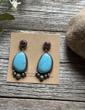 Load image into Gallery viewer, Navajo Sterling Silver Turquoise Purple Spiny Oyster Earrings LY
