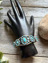 Load image into Gallery viewer, Navajo Native Sterling Silver Turquoise Cluster Cuff Bracelet Nathaniel Kirly