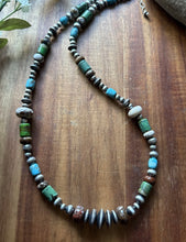 Load image into Gallery viewer, Sterling Silver Brown Wild Horse Turquoise Bead Necklace. 22 inch. Gift