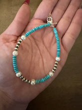 Load image into Gallery viewer, Sterling silver turquoise anklet 9 to 11 inches