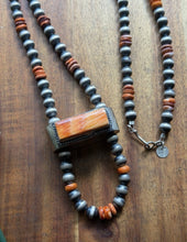 Load image into Gallery viewer, Native American Sterling Silver Spiny Oyster Pearls Jackla Bead Necklace
