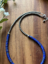 Load image into Gallery viewer, Sterling Silver Blue Lapis W Multi Bead Pearls Necklace. 18 Inch. Gift