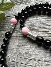 Load image into Gallery viewer, Mens Sterling Silver Black Onyx Pink Conch Kokopelli Bead Necklace 20 inch Gift