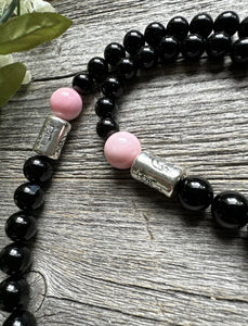Mens Sterling Silver Black Onyx Pink Conch Kokopelli Bead Necklace 20 inch Gift