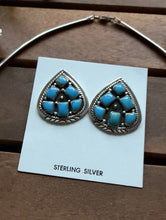 Load image into Gallery viewer, Navajo Sterling Silver Turquoise Cluster Pendant Necklace Earrings Set WR