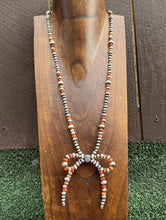 Load image into Gallery viewer, Bow Sterling Silver Multi Graduated Spiny Oyster Pearls Bead Necklace 24 inch