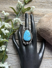 Load image into Gallery viewer, Native American Sterling Silver Kingman Turquoise Ring Size 7.5 A Jake