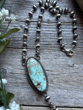 Load image into Gallery viewer, Navajo 925 Sterling Silver Royston Turquoise Pendant Rosary Necklace. 20 Inch KY