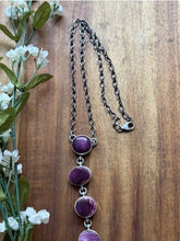Load image into Gallery viewer, Navajo Sterling Silver Purple Spiny Oyster Lariat Chain Necklace C Shorty