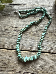 Sterling Silver Number 8 Turquoise Nuggets Bead Necklace Strand. 18 inch