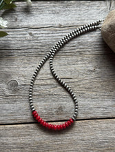 Load image into Gallery viewer, Red Coral 4mm Sterling Silver Pearls Choker Bead Necklace. 16 Inch. Gift