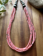 Load image into Gallery viewer, Sterling Silver Multi Strand Pink Coral Pearls Bead Necklace 22 inch Gift