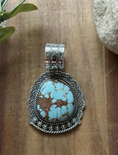 Load image into Gallery viewer, Navajo Sterling Silver Number 8 Turquoise Handmade Pendant Etta Enditto Gift