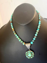 Load image into Gallery viewer, Navajo sterling silver Royston turquoise pendant necklace