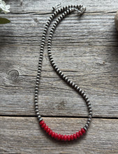 Load image into Gallery viewer, Red Coral 4mm Sterling Silver Pearls Choker Bead Necklace. 16 Inch. Gift