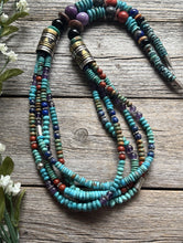 Load image into Gallery viewer, Tommy Rosita Singer T R Sterling Silver Multi Strand Turquoise Bead Necklace 30”