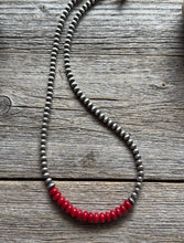 Load image into Gallery viewer, Red Coral 4mm Sterling Silver Pearls Choker Bead Necklace. 16 Inch. Gift