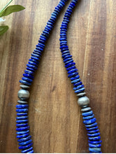 Load image into Gallery viewer, Sterling Silver Graduated Lapis Bead Necklace. 18 inch. Gift