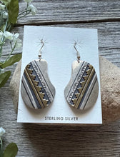 Load image into Gallery viewer, T and R Singer Native American Sterling Silver Gold Filled Earrings. 2.25 Inch