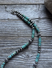 Load image into Gallery viewer, Southwestern Sterling Silver Blue Turquoise W Pearls Bead Necklace 18 inch Gift