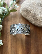 Load image into Gallery viewer, Tsosie White TO Sterling Silver Thunderbird Cuff Bracelet Navajo Gift