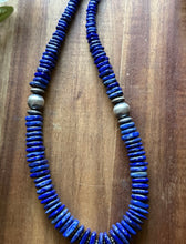 Load image into Gallery viewer, Sterling Silver Graduated Lapis Bead Necklace. 18 inch. Gift