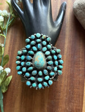 Load image into Gallery viewer, Native American Sterling Silver Turquoise Cluster Cuff Bracelet. RY