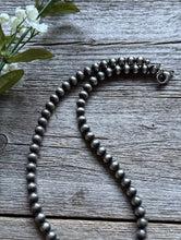 Load image into Gallery viewer, Vintage Pawn 6mm 18 Inch 925 Sterling Silver Oxidized Pearls Bead Necklace