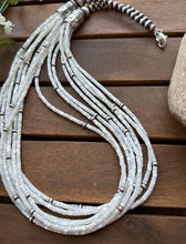 Load image into Gallery viewer, Sterling Silver Multi Strand MOP Mother Of Pearl Bead Necklace 26 inch