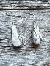 Load image into Gallery viewer, Native American Sterling Silver White Buffalo Turquoise Earrings SH