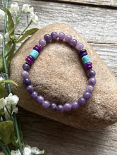 Load image into Gallery viewer, Multi Stone Purple 6.5 Inch Stretch Elastic Stretchy Bead Bracelet Gift