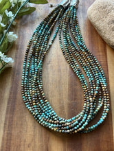 Load image into Gallery viewer, Sterling Silver Multi Strand Blue Green Faceted Turquoise Bead Necklace 20 Inch