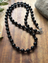 Load image into Gallery viewer, Sterling Silver Plain Round Black Onyx Bead Necklace. 30 Inch