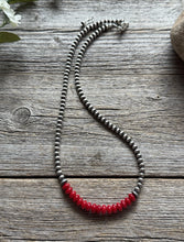 Load image into Gallery viewer, Red Coral 4mm Sterling Silver Pearls Choker Bead Necklace. 16 Inch. Gift