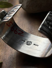Load image into Gallery viewer, Navajo Sterling Silver Blue Kingman Turquoise Cuff Bracelet. A Albert Jake