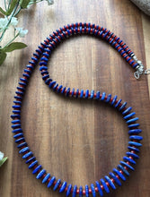 Load image into Gallery viewer, Sterling Silver Graduated Blue Lapis Red Coral Bead Necklace. 26 inch. Gift
