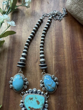 Load image into Gallery viewer, Navajo Sterling Silver Blue Turquoise Lariat Pearls Bead Chain Necklace RY