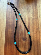 Load image into Gallery viewer, Men’s sterling silver black onyx turquoise necklace 18inch