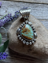 Load image into Gallery viewer, Navajo Native American Sterling Silver Turquoise Handmade Pendant R Yazzie Gift