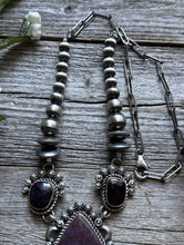 Load image into Gallery viewer, Navajo Sterling Silver Purple Sugilite Lariat Y Chain Bead Necklace KY