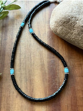 Load image into Gallery viewer, Sterling Silver Black Onyx Turquoise Bead Necklace. 18 Inch Gift