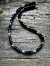 Load image into Gallery viewer, Sterling Silver Lapis Green Turquoise Bead Necklace. 18 Inch